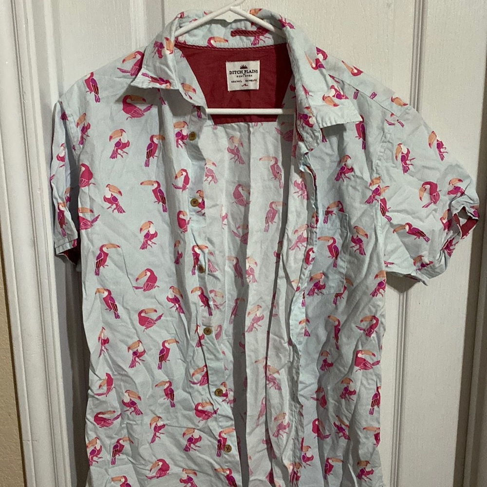 Fun Flamingo button down shirt